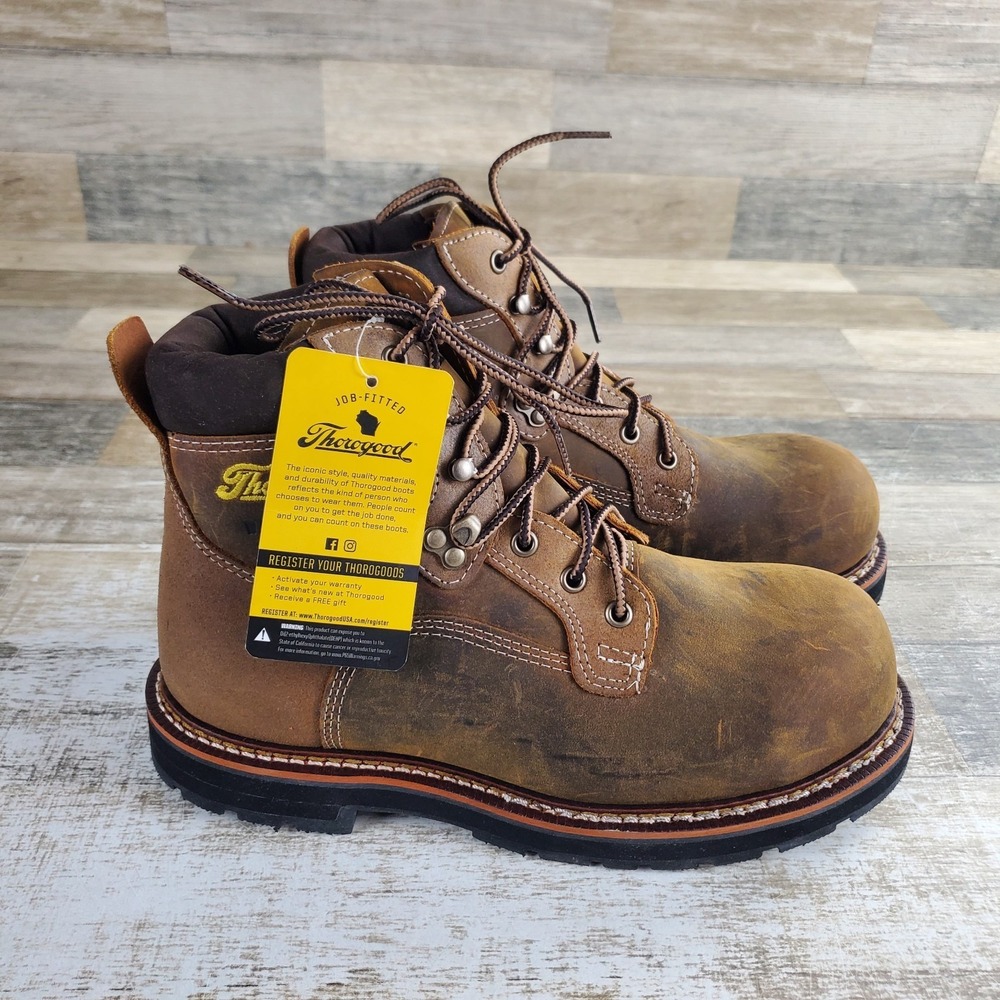 Thorogood Mens Work Boot Sz 7.5 EE Brown Iron River Waterproof Composite Toe